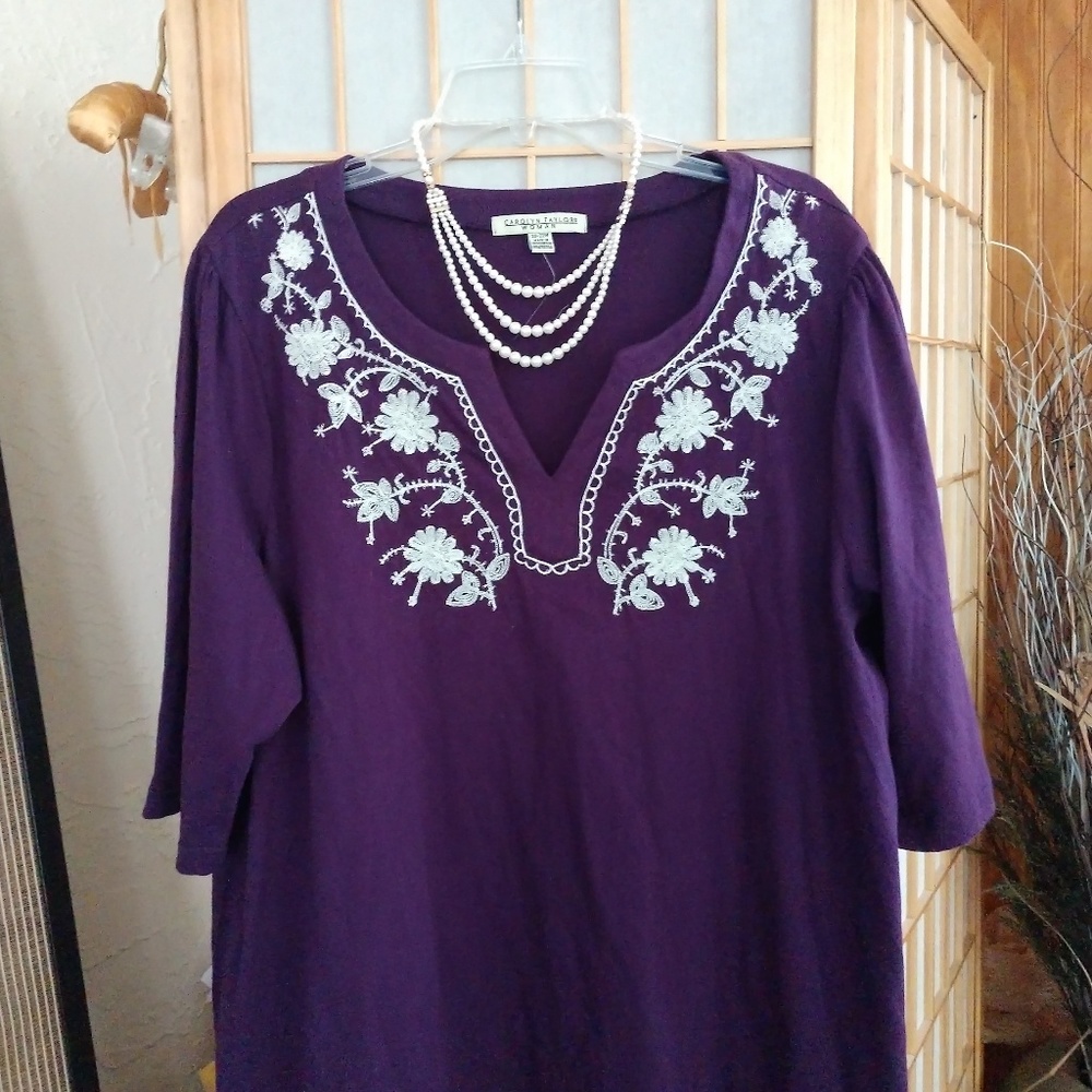 Women's Purple Embroidery Top